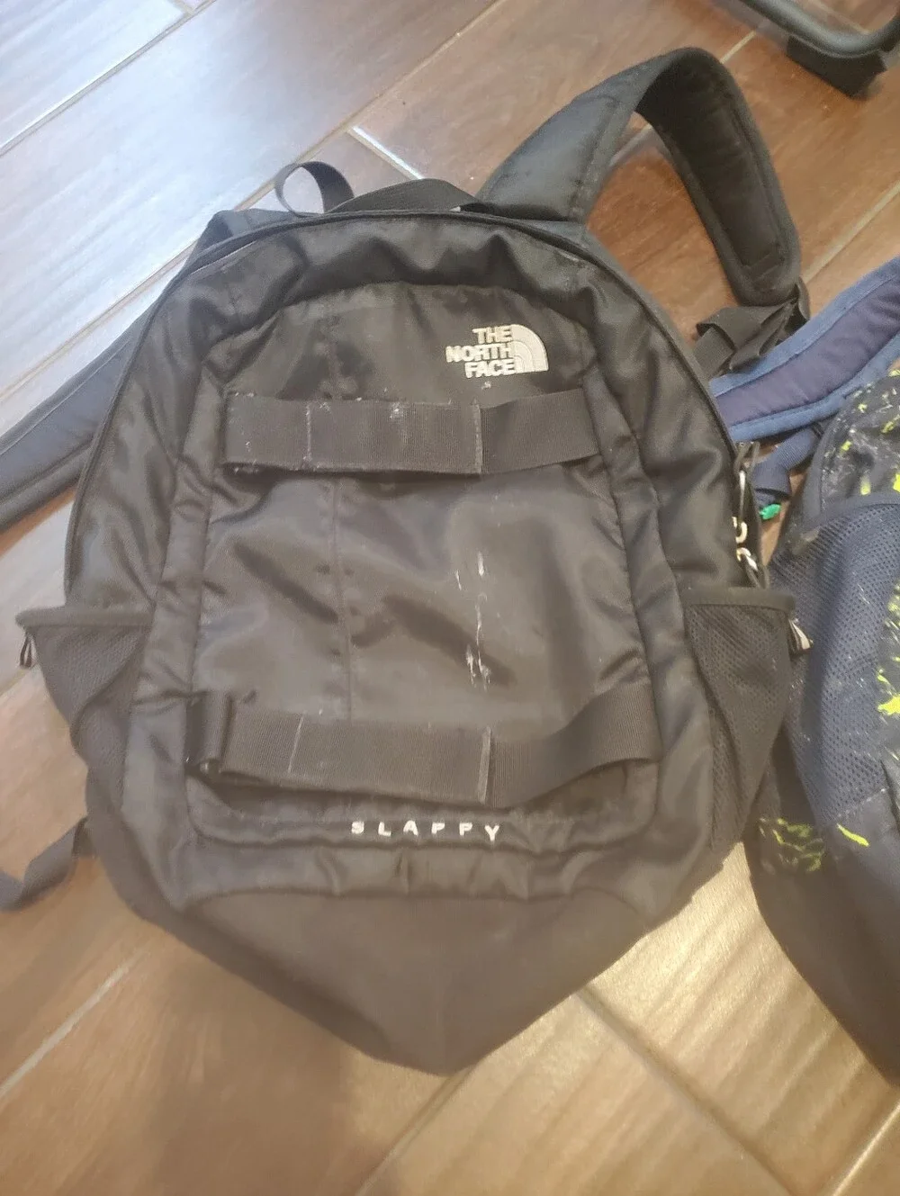 The North Face Backpacks Two In Bundle One Is Bmack Amd One Is Blue And Neon Gre